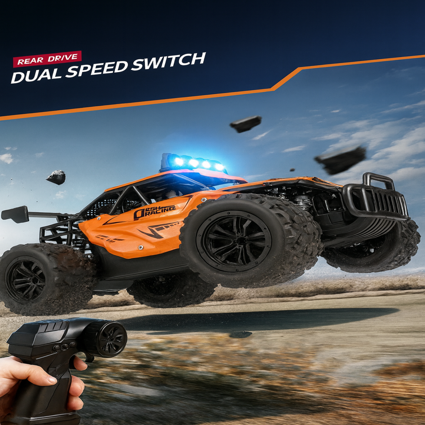 High speed Big foot climbing off Road Car