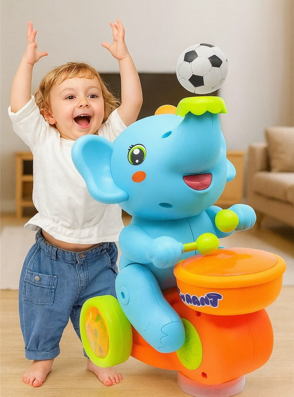 Musical Walking Elephant Drummer Toy