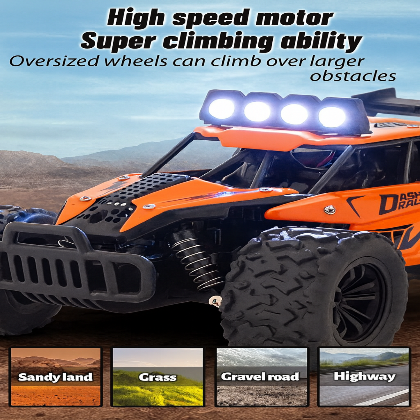 High speed Big foot climbing off Road Car