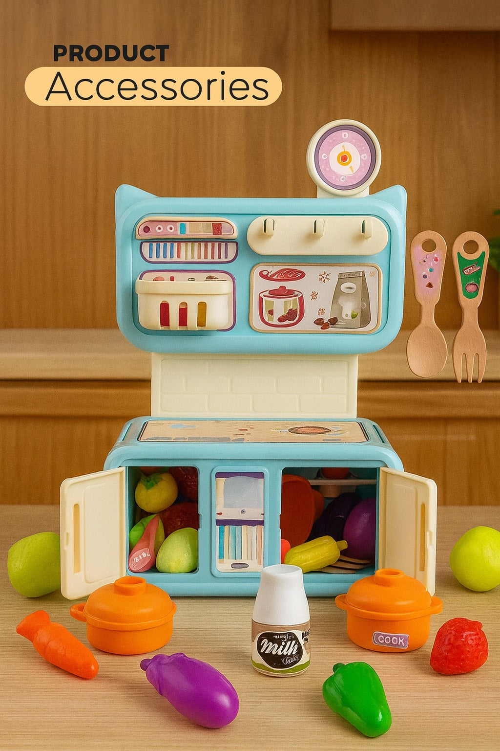 Girls Pretend Kitchen Set with Lights and Sounds