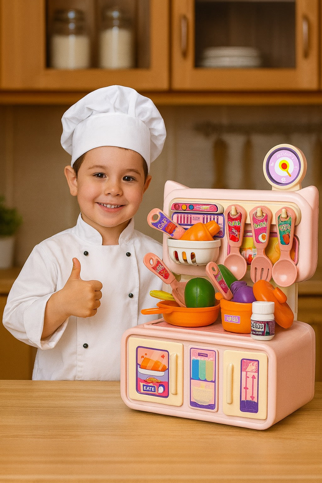 Girls Pretend Kitchen Set with Lights and Sounds