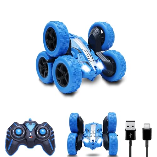 Wonder Double Flip Sixer RC Stunt Car | 6-Wheel Drive | High-Speed Off-Road Drift Car | 2.4 GHz Remote Control | 360° Rotating Flip Action | Best Gift for Kids (Blue)|B0F13BK6BQ