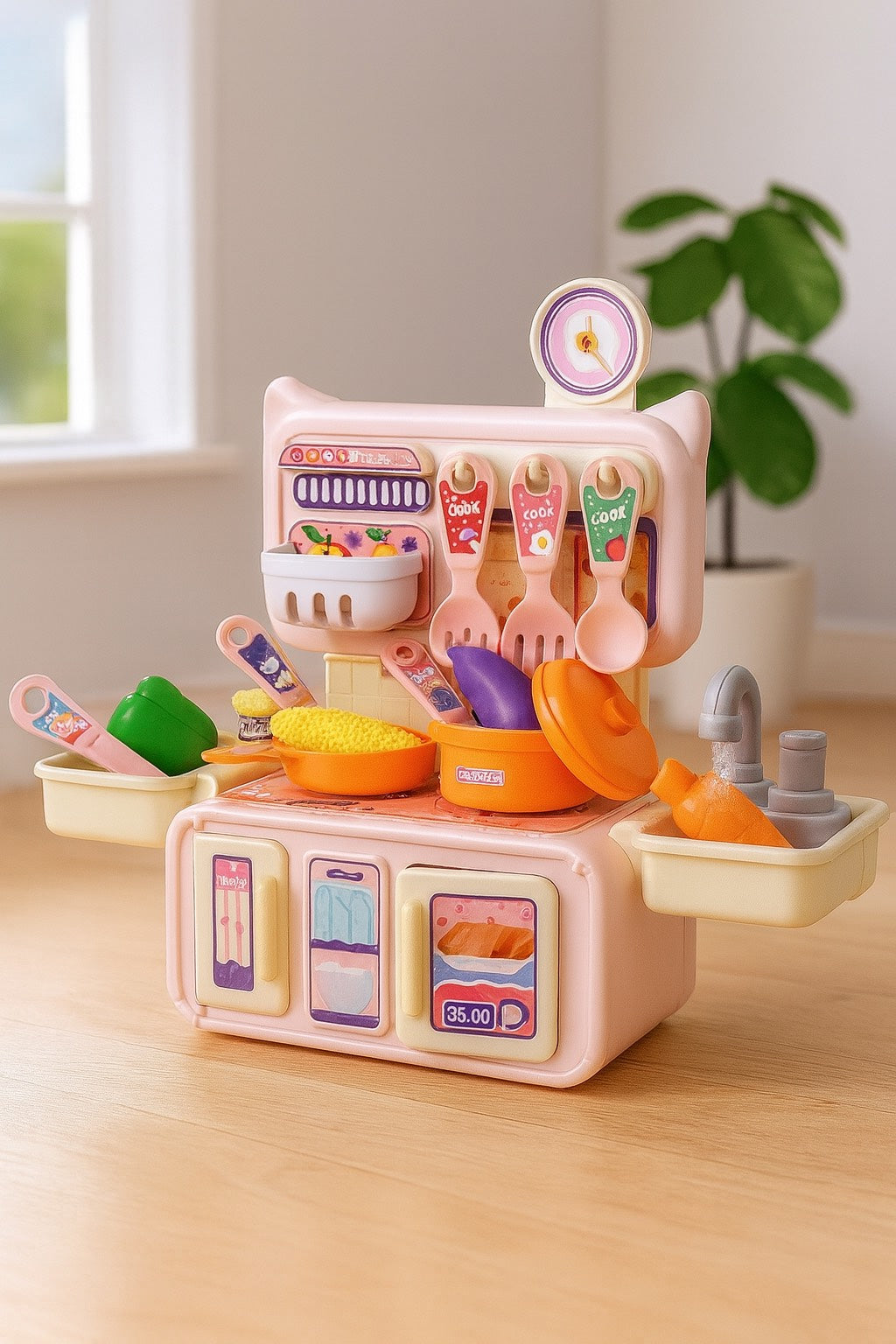 Girls Pretend Kitchen Set with Lights and Sounds