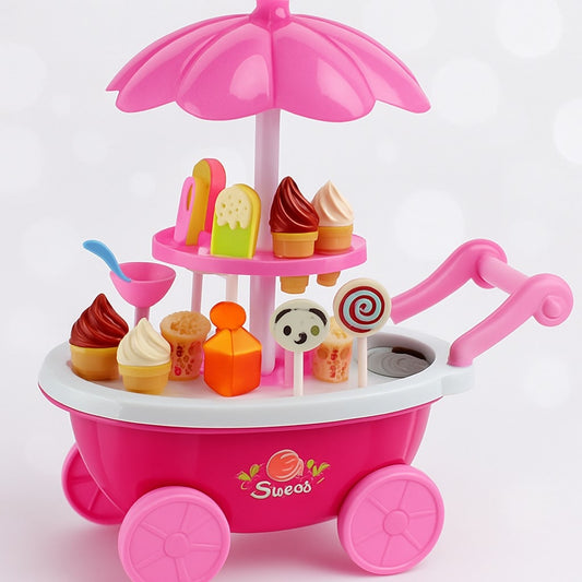 Ice Cream Plastic Trolley Pretend Role Play Set